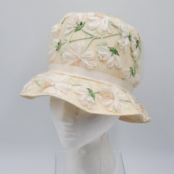 Christine Original Silk Flowers & Netting Vintage Hat - Picture 6 of 16